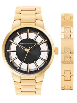 French Connection - White Dial Analog Watch with Bracelet (FCW16GM) (Set of 2) (M)