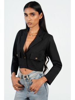 COLOR CAPITAL - Black Cropped Blazer