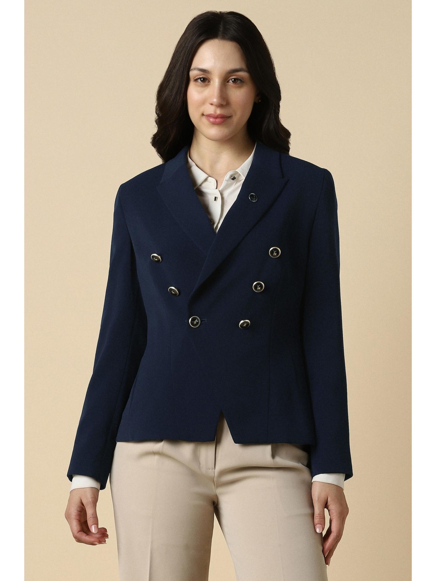 allen solly Women Navy Blue Blazer-picture-16