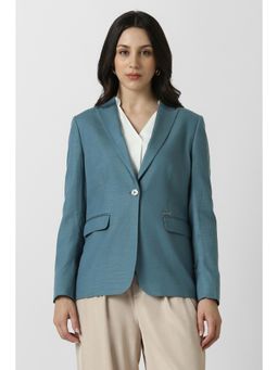 Van Heusen - Women Blue Textured Blazer