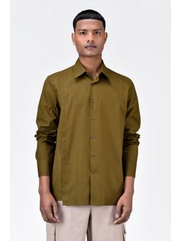 Genes Lecoanet Hemant - Khaki Regular Fit Mens Button-Up Shirt