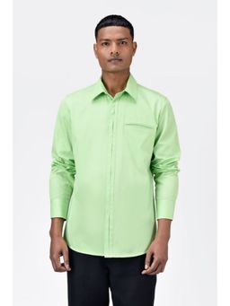 Genes Lecoanet Hemant - Regular Fit Button Up Shirt With Pleated Placket-Mint Green