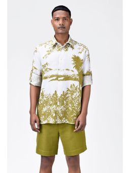 Genes Lecoanet Hemant - Regular Fit Light Linen Shirt With Landscape Print