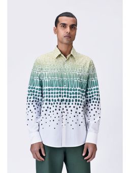 Genes Lecoanet Hemant - Regular Fit Button-Up Shirt With Cell Degrade Print - Clay Multi-Color