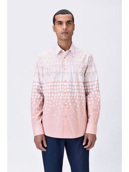 Genes Lecoanet Hemant - Regular Fit Button-Up Shirt With Cell Degrade Print - Melon Pink