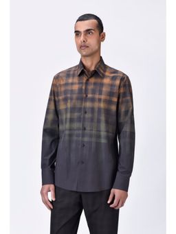 Genes Lecoanet Hemant - Dotted Check Shirt- Chocolate Multi-Color