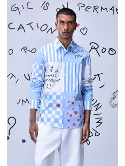 Genes Lecoanet Hemant - Chess Board Stripe Regular Fit Shirt