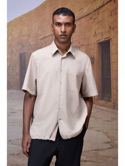Genes Lecoanet Hemant - Beige Relaxed Fit Wool Blend Shirt