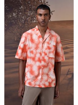 Genes Lecoanet Hemant - Coquelicot Print Giza Cotton Poplin Camp Collar Shirt