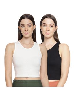 La Intimo - Women White and Black Teeny Weeny Camisoles (Pack of 2)