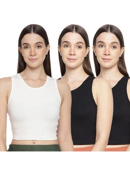 La Intimo - Women Black and White Teeny Weeny Camisoles (Pack of 3)