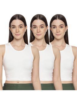 La Intimo - Women White Teeny Weeny Camisoles (Pack of 3)