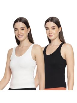 La Intimo - Women White and Black Playful Dreamer Camisoles (Pack of 2)