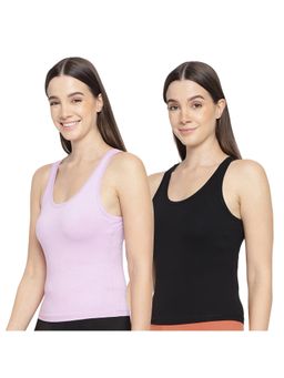La Intimo - Women Lavender and Black Playful Dreamer Camisoles (Pack of 2)