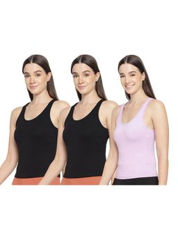 La Intimo - Women Lavender and Black Playful Dreamer Camisoles (Pack of 3)
