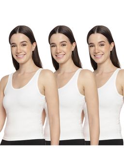 La Intimo - Women White Playful Dreamer Camisoles (Pack of 3)