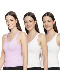 La Intimo - Women Lavender and White Playful Dreamer Camisoles (Pack of 3)