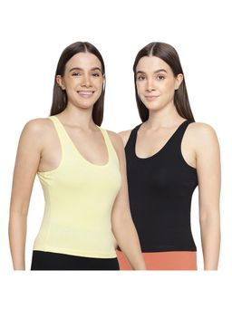 La Intimo - Women Yellow and Black Inner Prankster Camisoles (Pack of 2)
