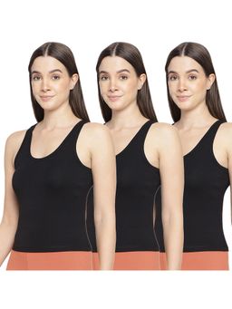 La Intimo - Women Black Inner Prankster Camisoles (Pack of 3)