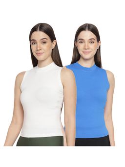 La Intimo - Women Blue and White Bold Babe Camisoles (Pack of 2)