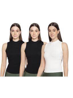 La Intimo - Women Black and White Bold Babe Camisoles (Pack of 3)