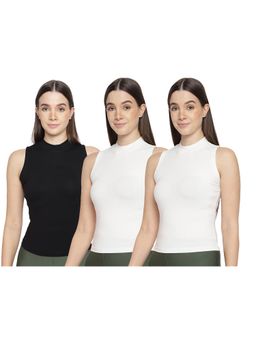 La Intimo - Women White and Black Bold Babe Camisoles (Pack of 3)