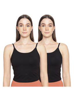 La Intimo - Women Black Forever Beauty Camisoles (Pack of 2)