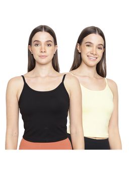 La Intimo - Women Black and Yellow Forever Beauty Camisoles (Pack of 2)