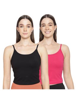 La Intimo - Women Pink and Black Forever Beauty Camisoles (Pack of 2)