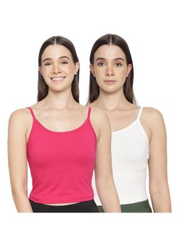 La Intimo - Women Pink and White Forever Beauty Camisoles (Pack of 2)