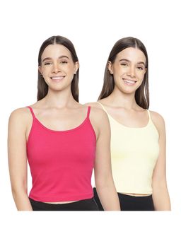 La Intimo - Women Pink and Yellow Forever Beauty Camisoles (Pack of 2)