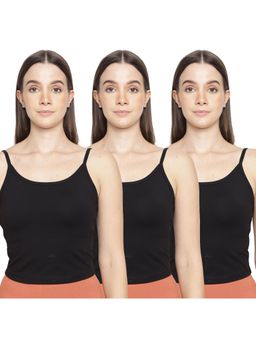 La Intimo - Women Black Forever Beauty Camisoles (Pack of 3)