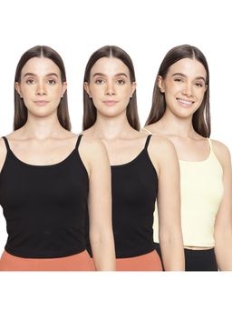 La Intimo - Women Black and Yellow Forever Beauty Camisoles (Pack of 3)