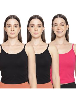La Intimo - Women Black and Pink Forever Beauty Camisoles (Pack of 3)