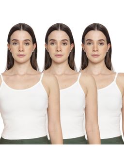 La Intimo - Women White Forever Beauty Camisoles (Pack of 3)