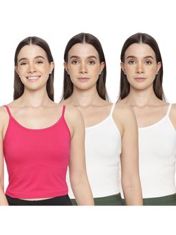 La Intimo - Women Pink and White Forever Beauty Camisoles (Pack of 3)