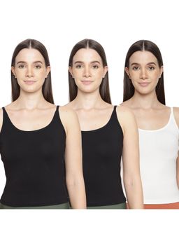 La Intimo - Women Black and White Timeless Style Camisoles (Pack of 3)