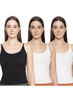 La Intimo - Women White and Black Timeless Style Camisoles (Pack of 3)