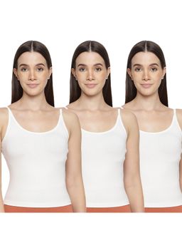 La Intimo - Women White Timeless Style Camisoles (Pack of 3)