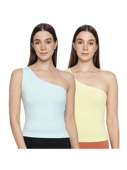 La Intimo - Women Light Blue and Yellow Eased Elegance Camisoles (Pack of 2)