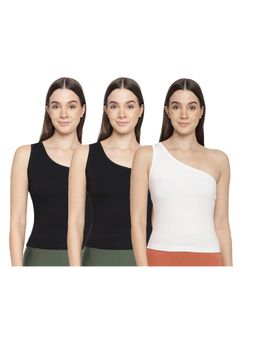 La Intimo - Women Black and White Eased Elegance Camisoles (Pack of 3)