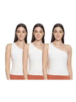 La Intimo - Women White Eased Elegance Camisoles (Pack of 3)