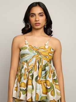 Poppi - Mustard Moss Printed Top