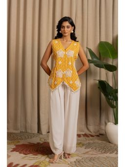 VANSHIKA AGARWAL LABEL - Women Yellow Bloom Top with Pant
