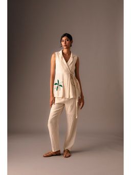 VANSHIKA AGARWAL LABEL - Women White Palm Co-Ord Set