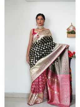 Lush Glam - Multi-Color Jacquard Zari Saree with Unstitched Blouse Piece