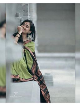 Lush Glam - Green Jacquard Zari Saree with Unstitched Blouse Piece