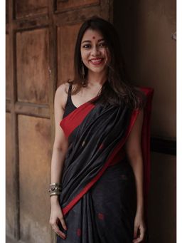 Lush Glam - Black Jacquard Zari Saree with Unstitched Blouse Piece