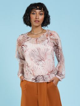Label Ritu Kumar - Round Neck Printed Short Top with Camisole (Set of 2)