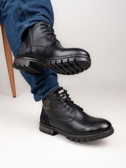 Alberto Torresi - HEADON Series Devl553 Pure Grain Leather Ankle Black Chukka Boots For Men